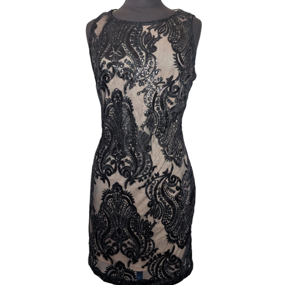 Studio Black and Cream Lace Mini Dress